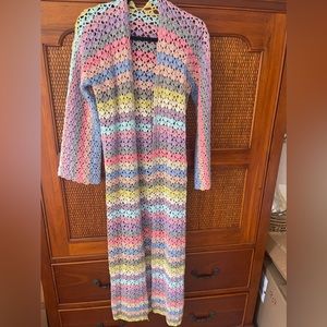 New Crochet Maxi Cardigan in pastel colors, S